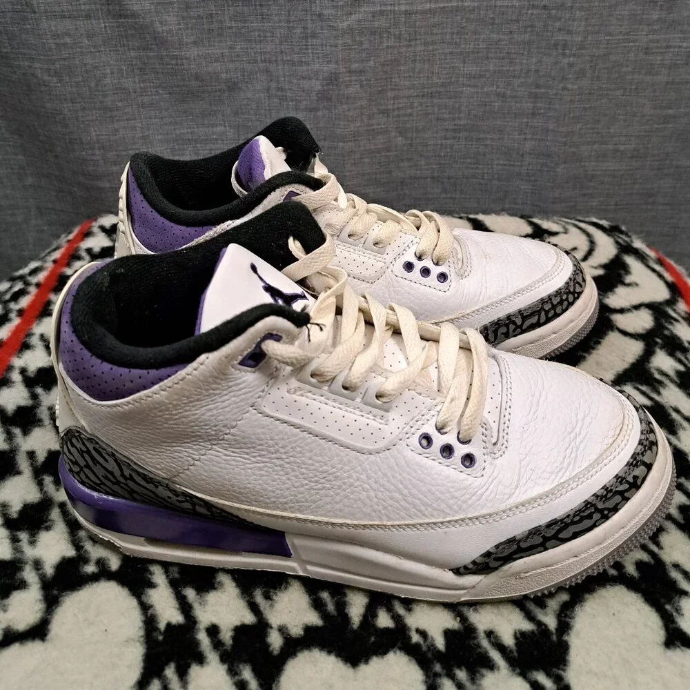 %Nike Size 5.5Y Air Jordan 3 Retro GS DM0967-105 White Purple AJ6